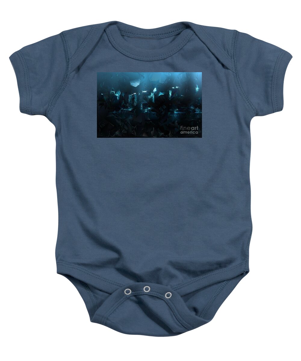 Skyline Baby Onesie featuring the mixed media Skyline At Night by Jacqueline McReynolds