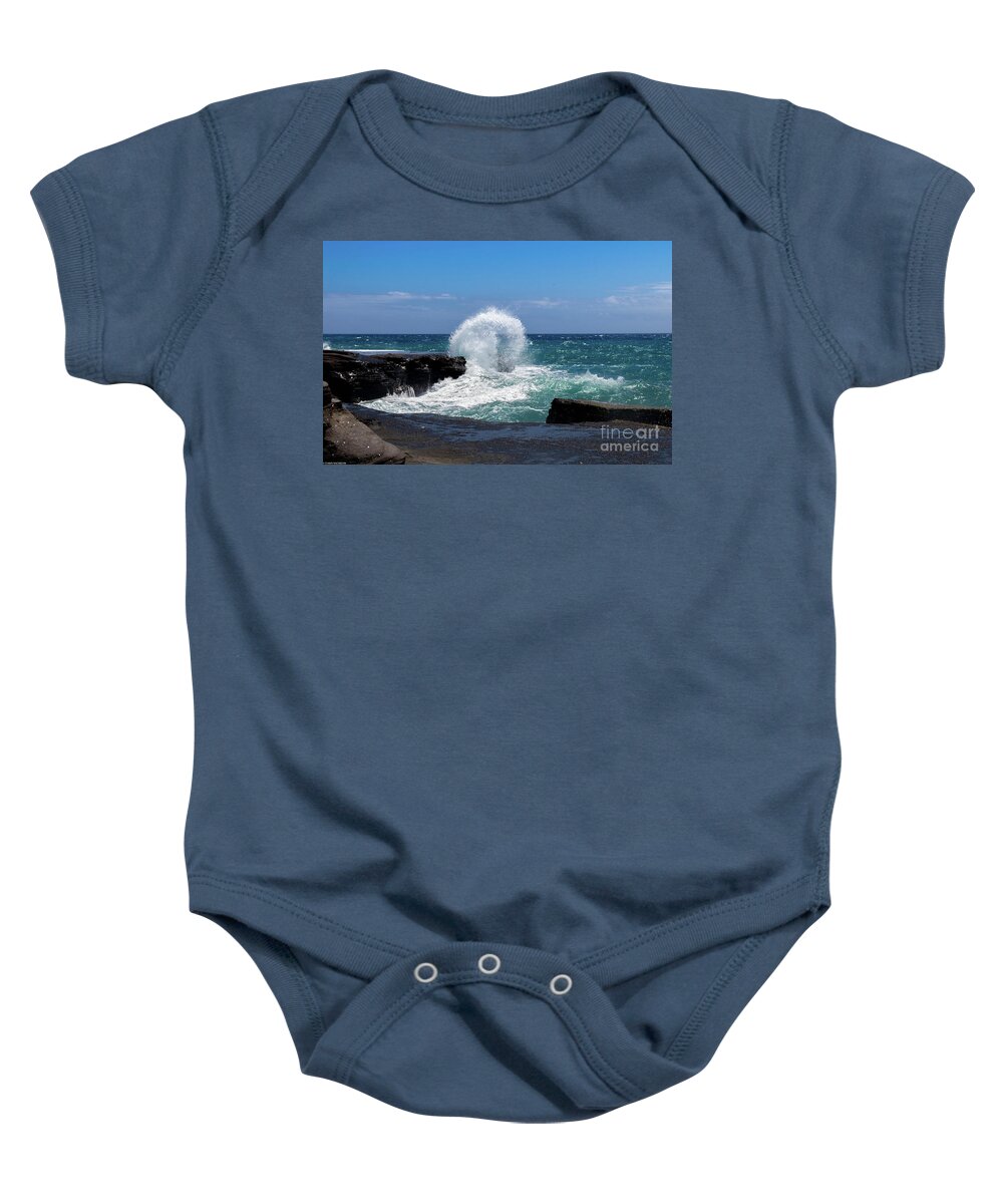 Ocean Swells Create Beauty! Baby Onesie featuring the photograph Spitting Rock by Shawn MacMeekin