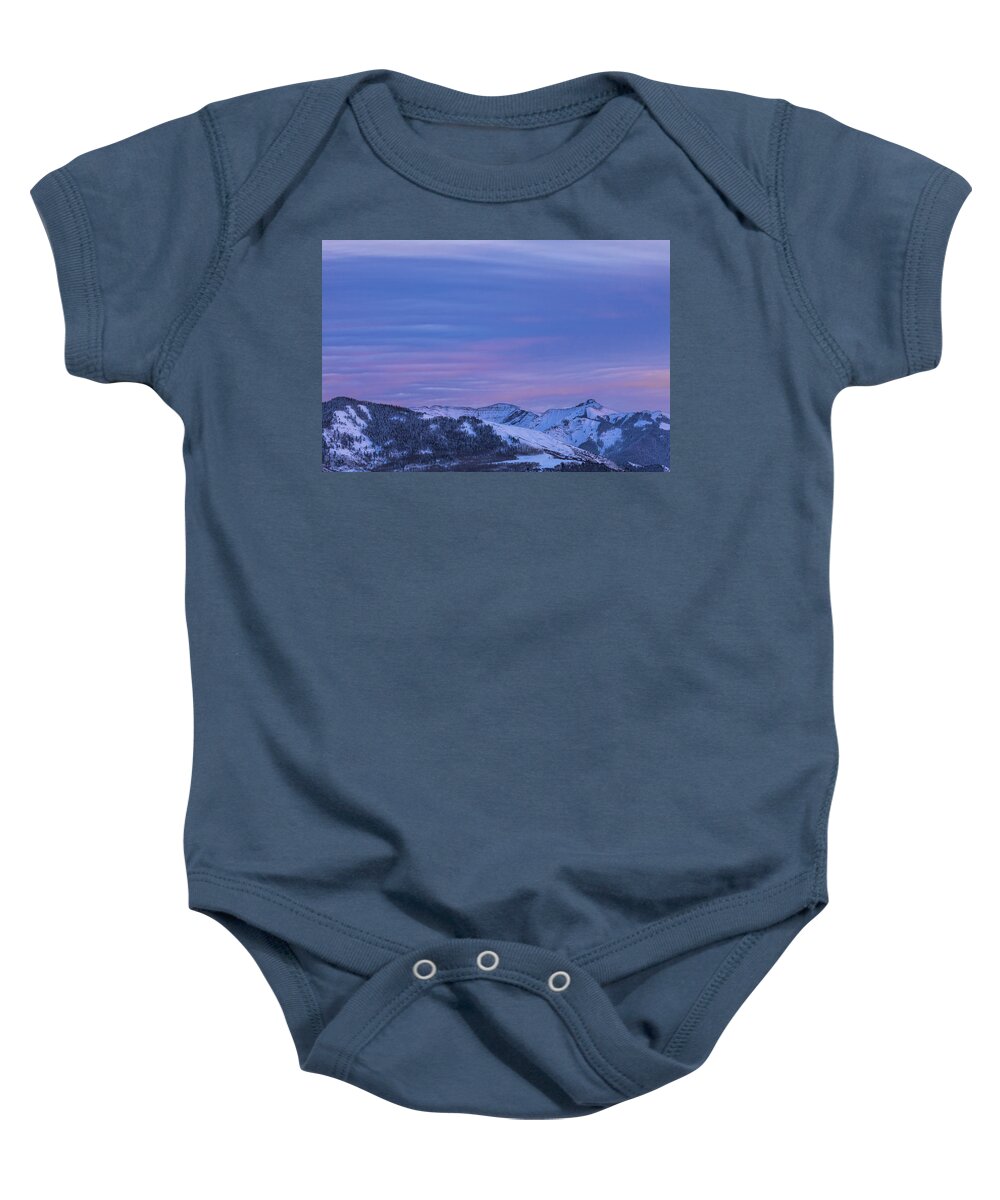 Sky Baby Onesie featuring the photograph Striped Sky at Day's End by Denise Bush