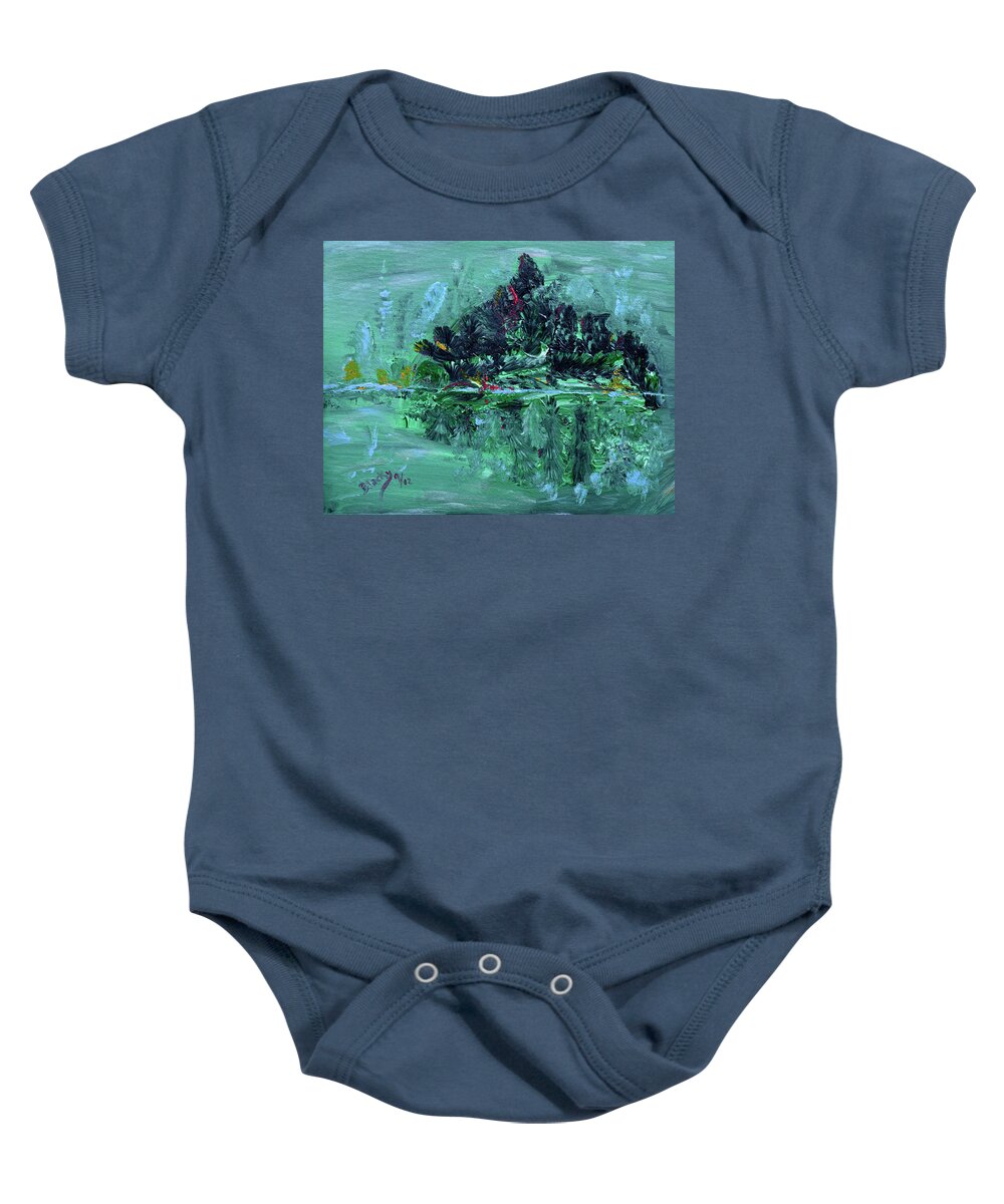 Abstract Landscape Baby Onesie featuring the painting The Light Of The Silvery Moon by Donna Blackhall