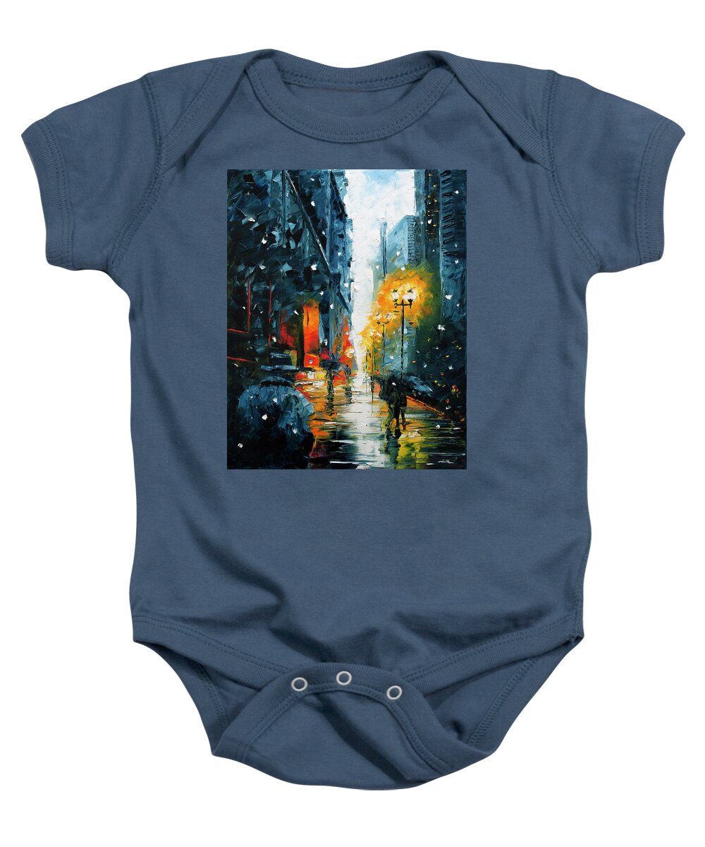 City Baby Onesie featuring the painting The Walking Man by Nelson Ruger