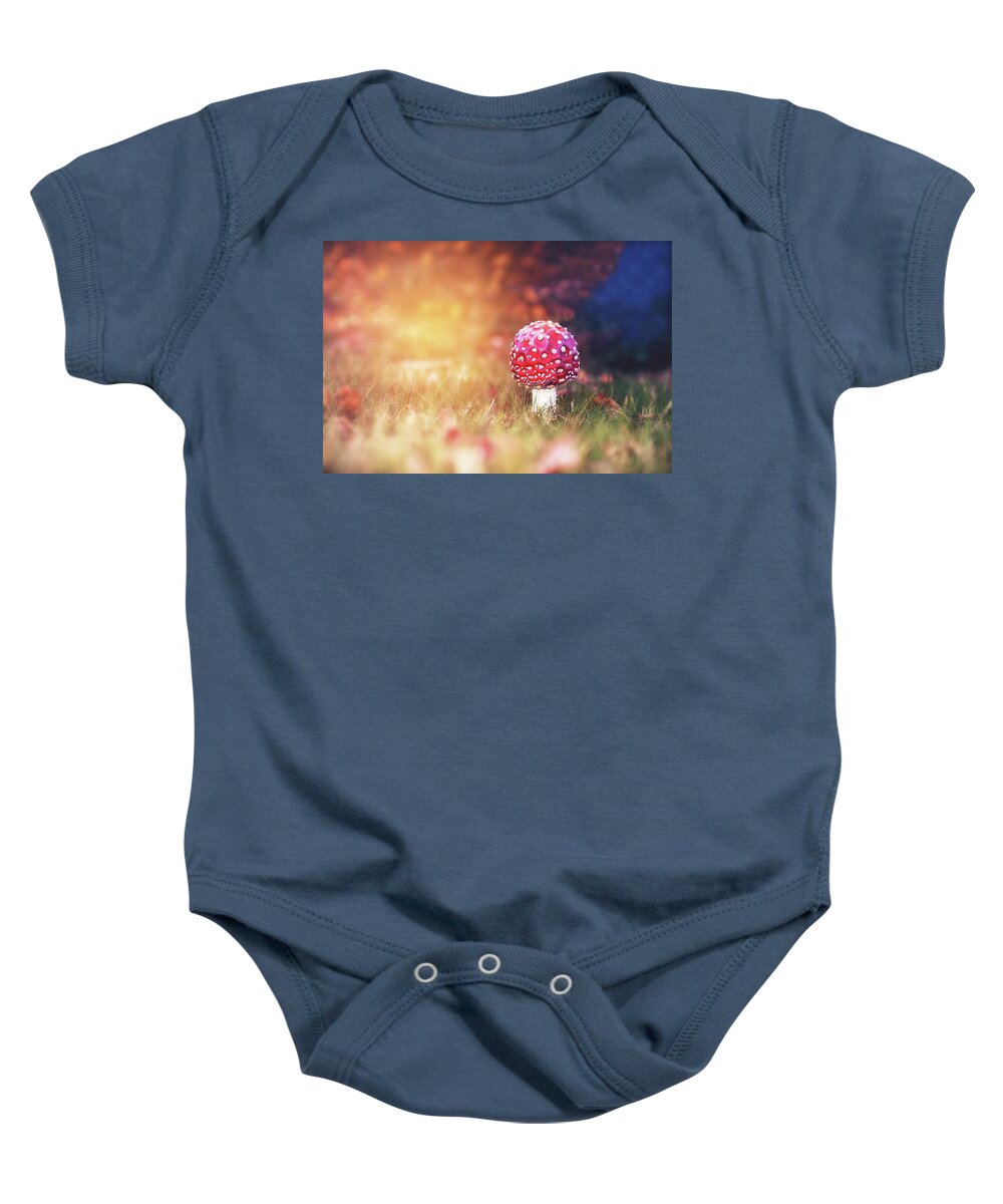 Toadstool Baby Onesie featuring the photograph Toadstool Story by Jaroslav Buna