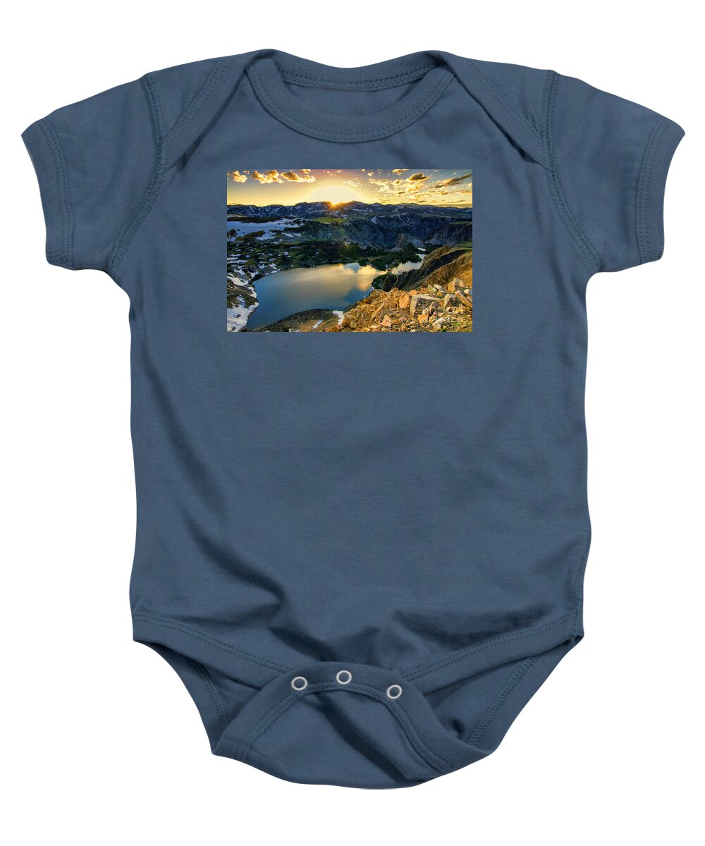 Twin Lakes Baby Onesie featuring the photograph Twin Lakes Sunset by Gary Beeler