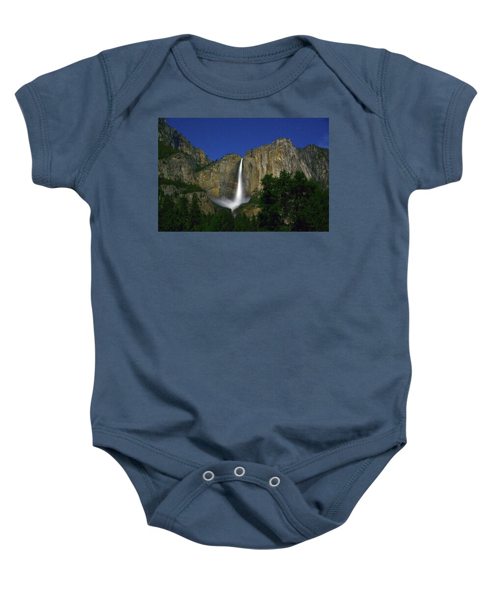 Yosemite Falls Under The Stairs Baby Onesie featuring the photograph Upper Yosemite Falls Under the Stairs by Raymond Salani III