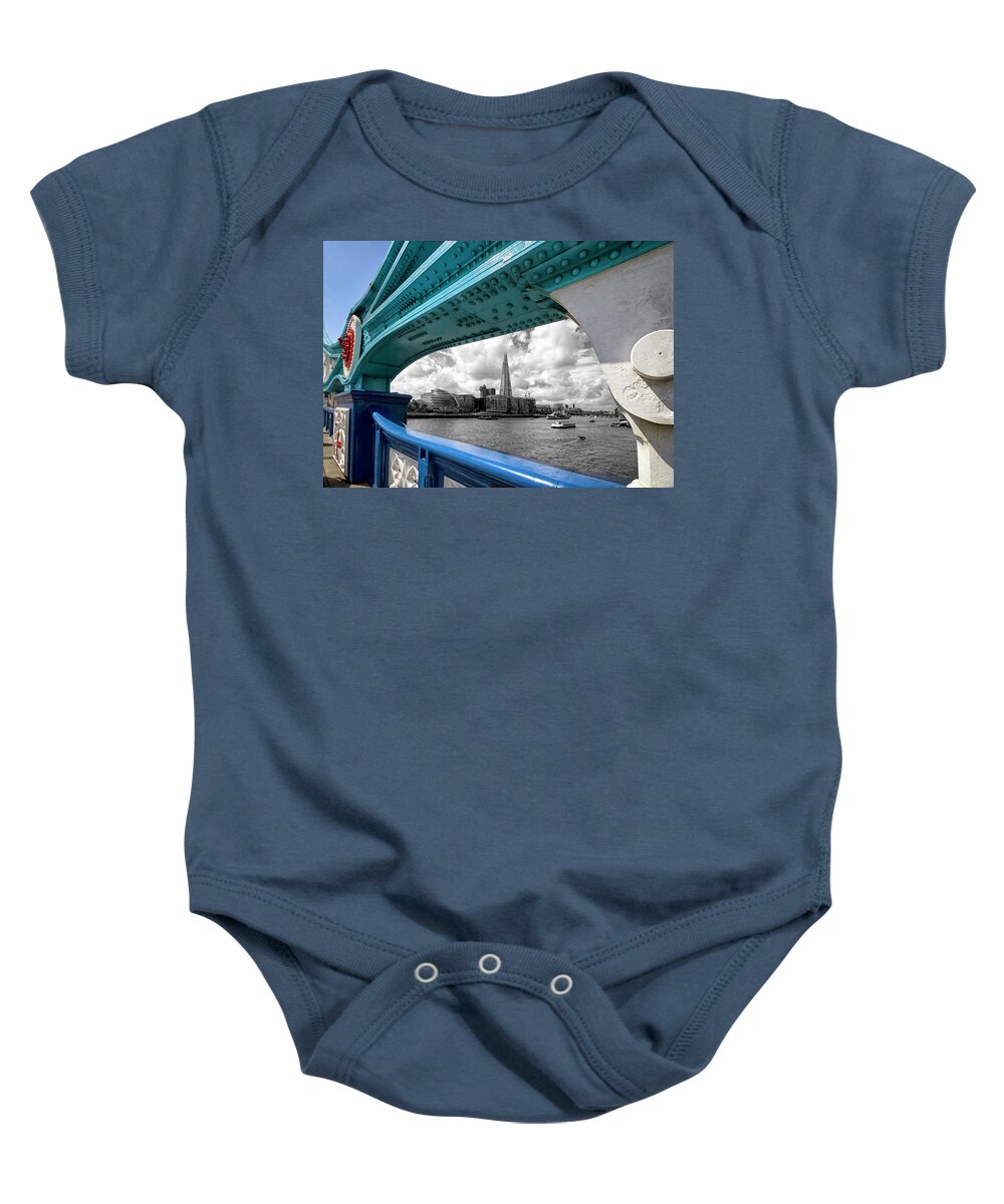 London Baby Onesie featuring the photograph View Through Tower Bridge by Shirley Mitchell