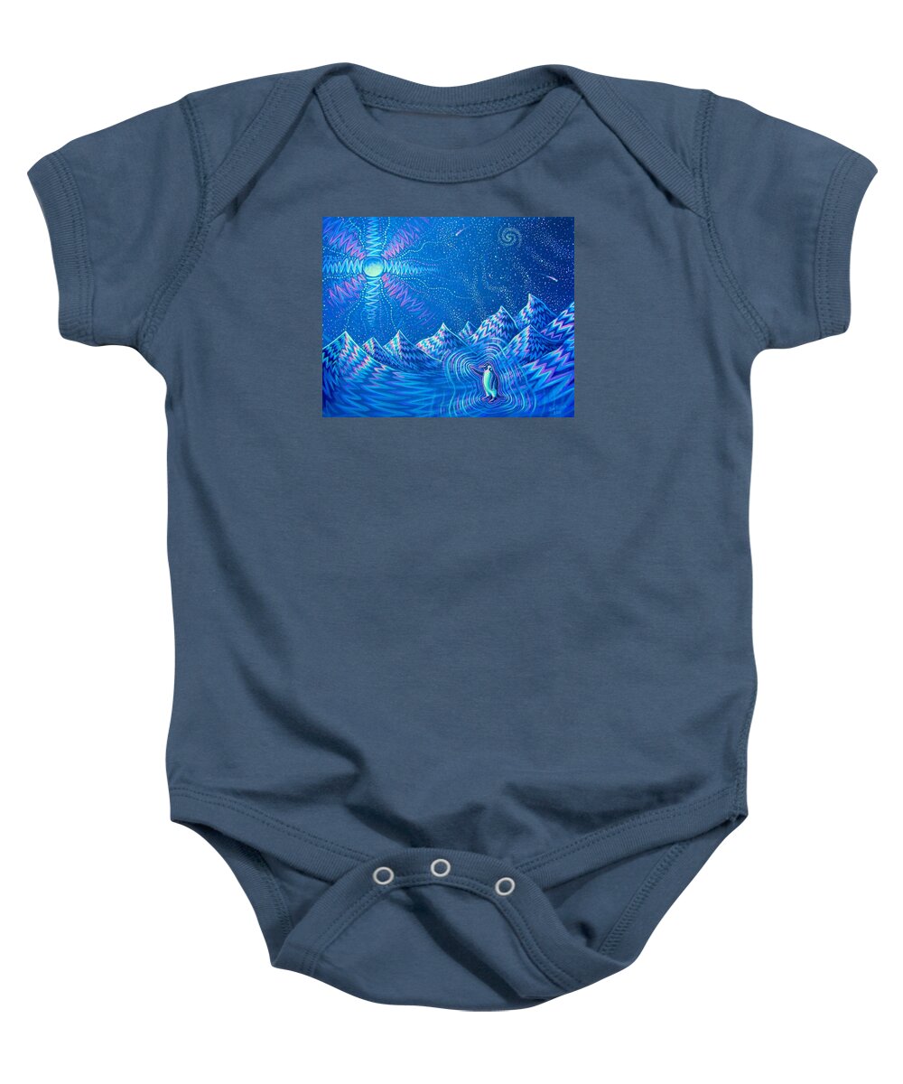 Penguin Baby Onesie featuring the painting Enlightenment of the Penguin by Jim Figora