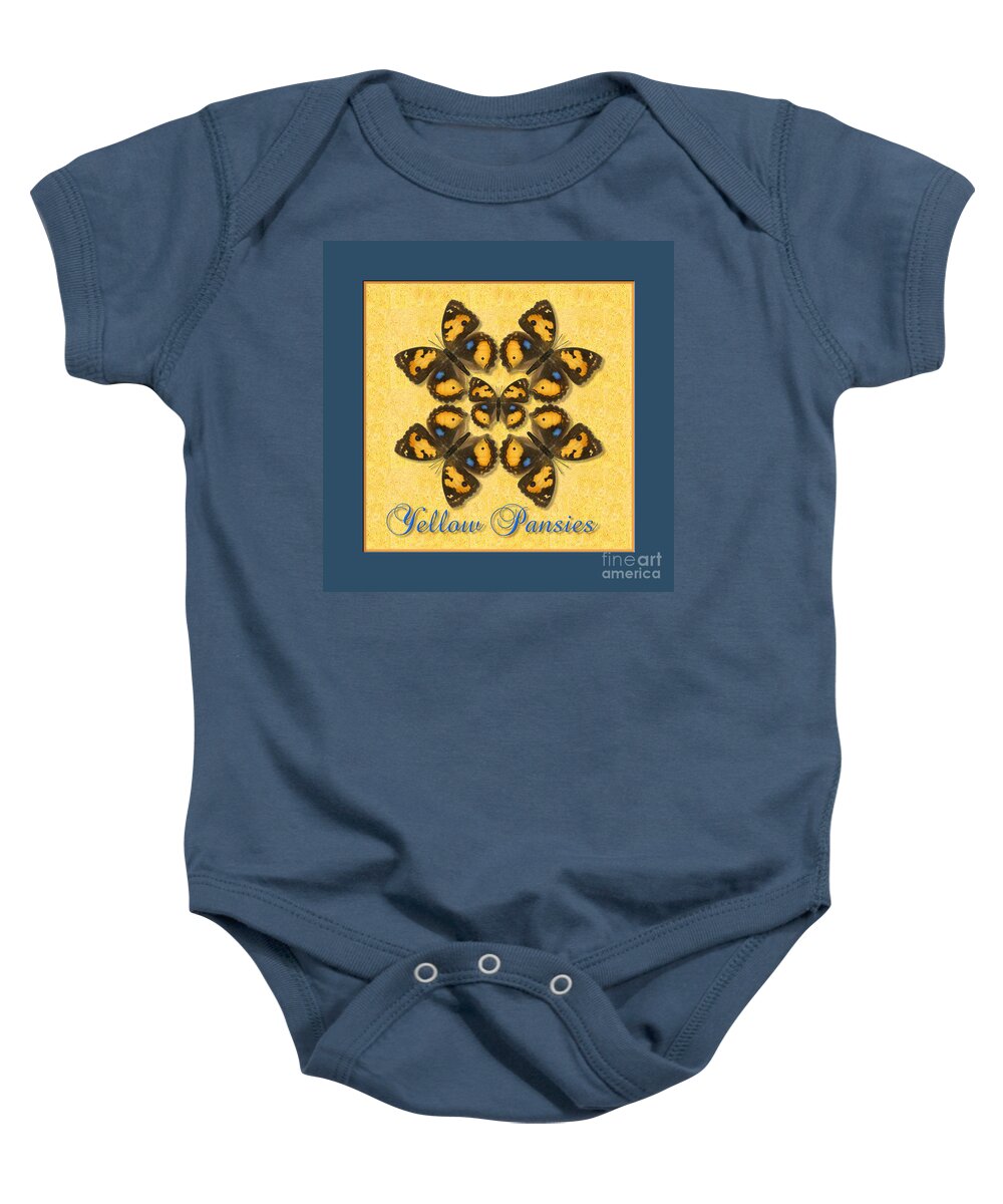 Butterfly Baby Onesie featuring the photograph Yellow Pansy Butterfly Wheel by Melissa A Benson