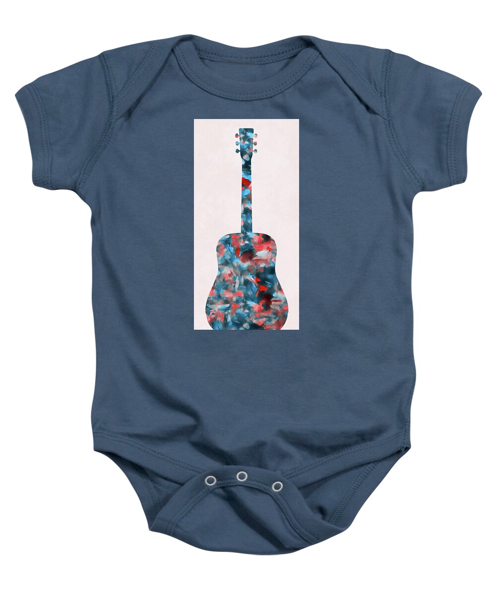 Guitar Silhouette Baby Onesie featuring the painting Abstract Guitar - 02 by AM FineArtPrints