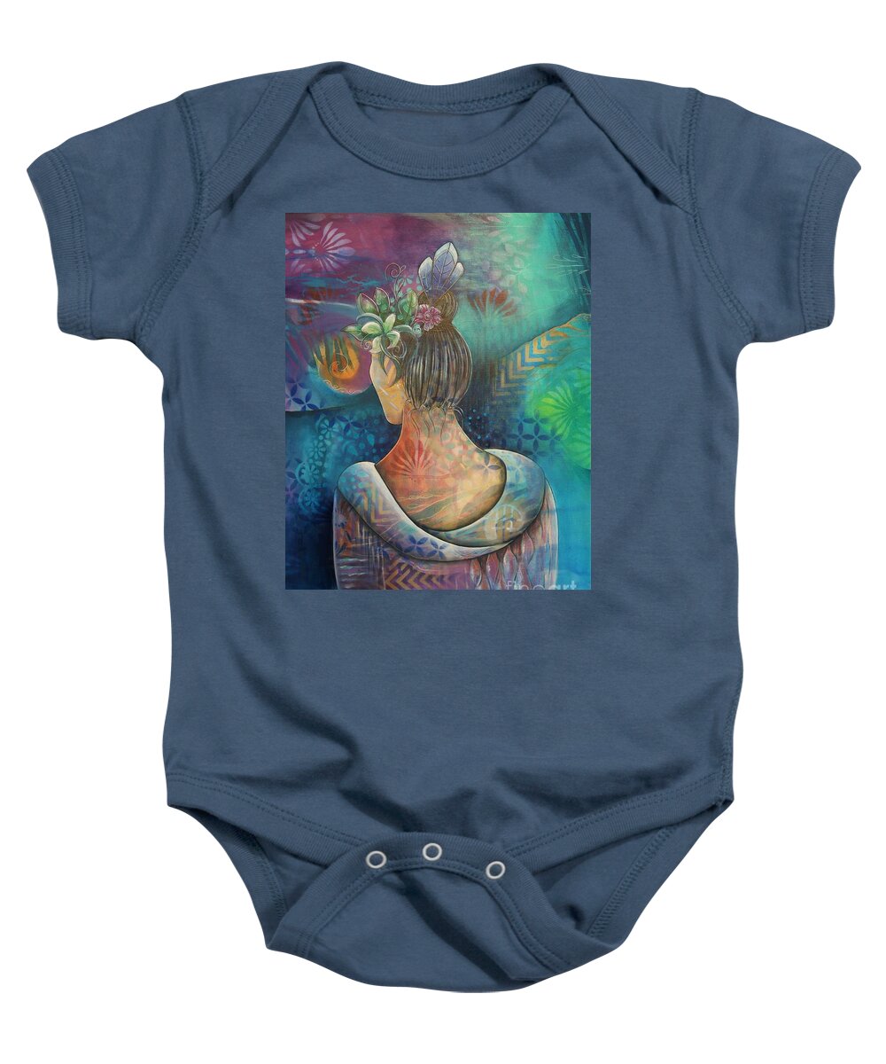 Female Baby Onesie featuring the painting Contemplation by Reina Cottier