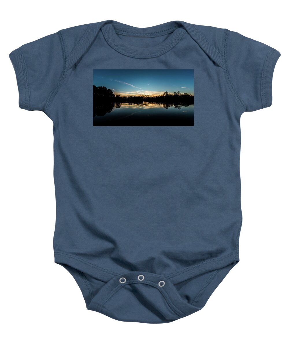 St. Florian Baby Onesie featuring the photograph Dark Sunset - Reflections by James-Allen