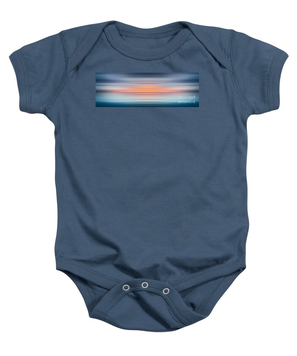 India Baby Onesie featuring the digital art India Colors - Abstract Wide Oceanscape by Stefano Senise
