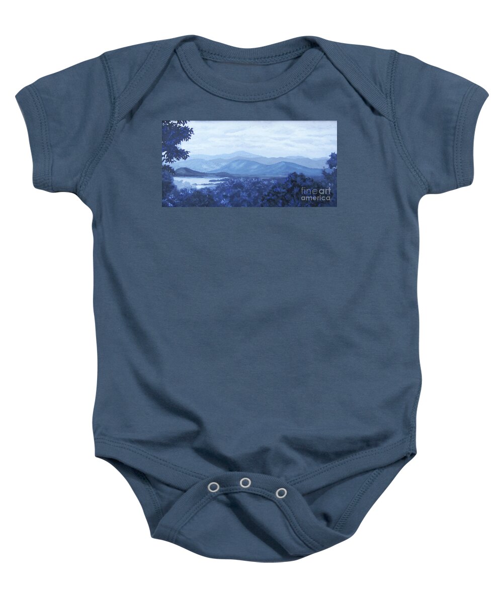 Lake Baby Onesie featuring the painting Lake Julian by Anne Marie Brown
