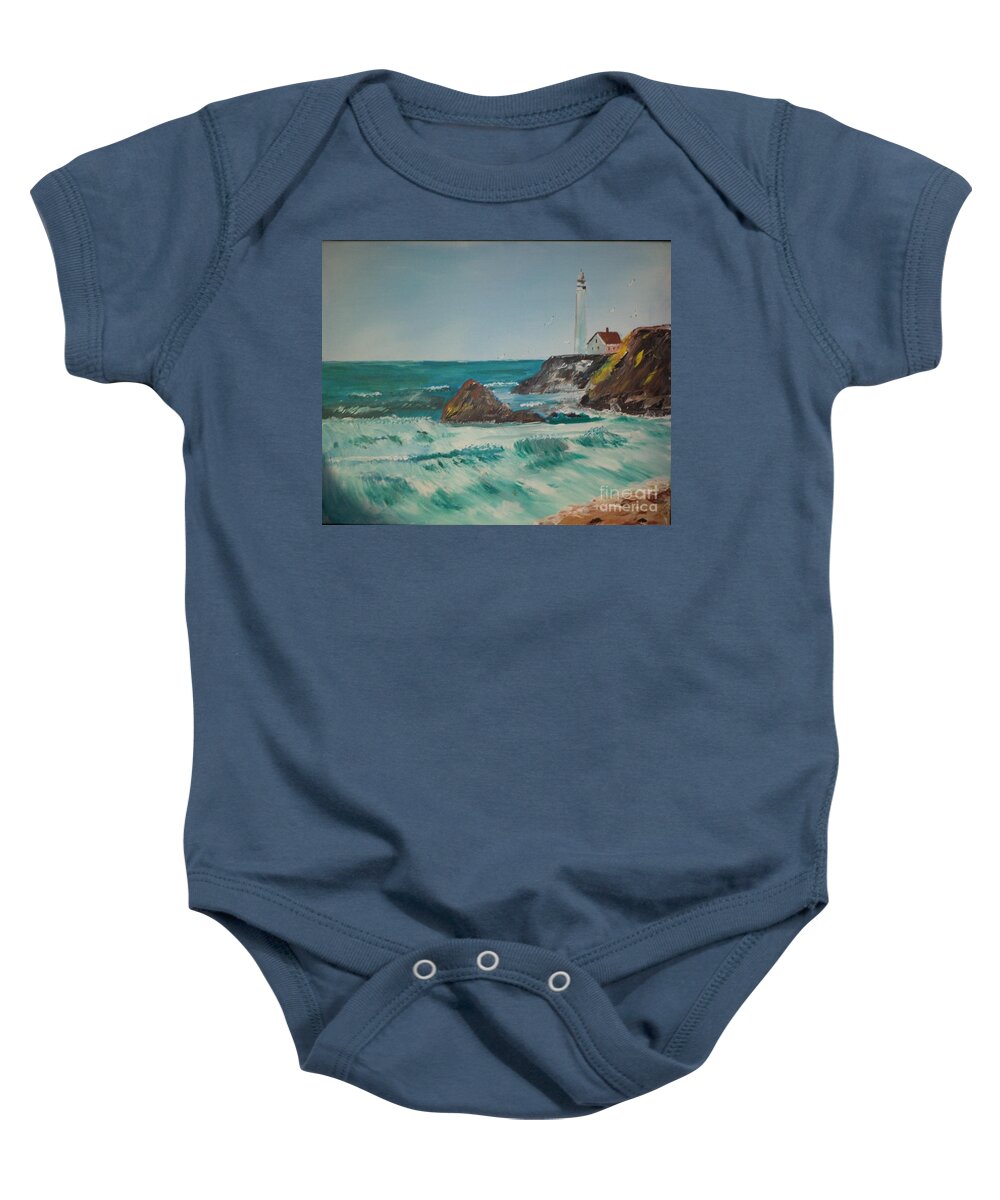 Lighthouse Baby Onesie featuring the painting Look Out # 42 by Donald Northup
