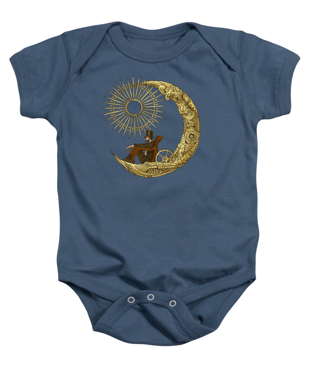 Blue Baby Onesie featuring the digital art Moon Travel by Eric Fan