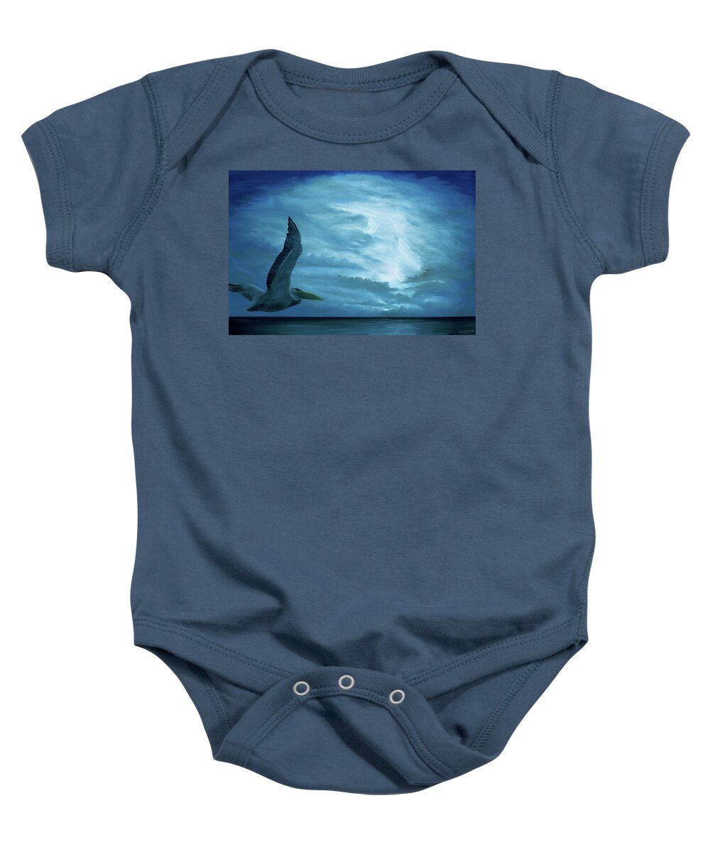 Bird Baby Onesie featuring the painting Out of the Blue by Kevin Daly