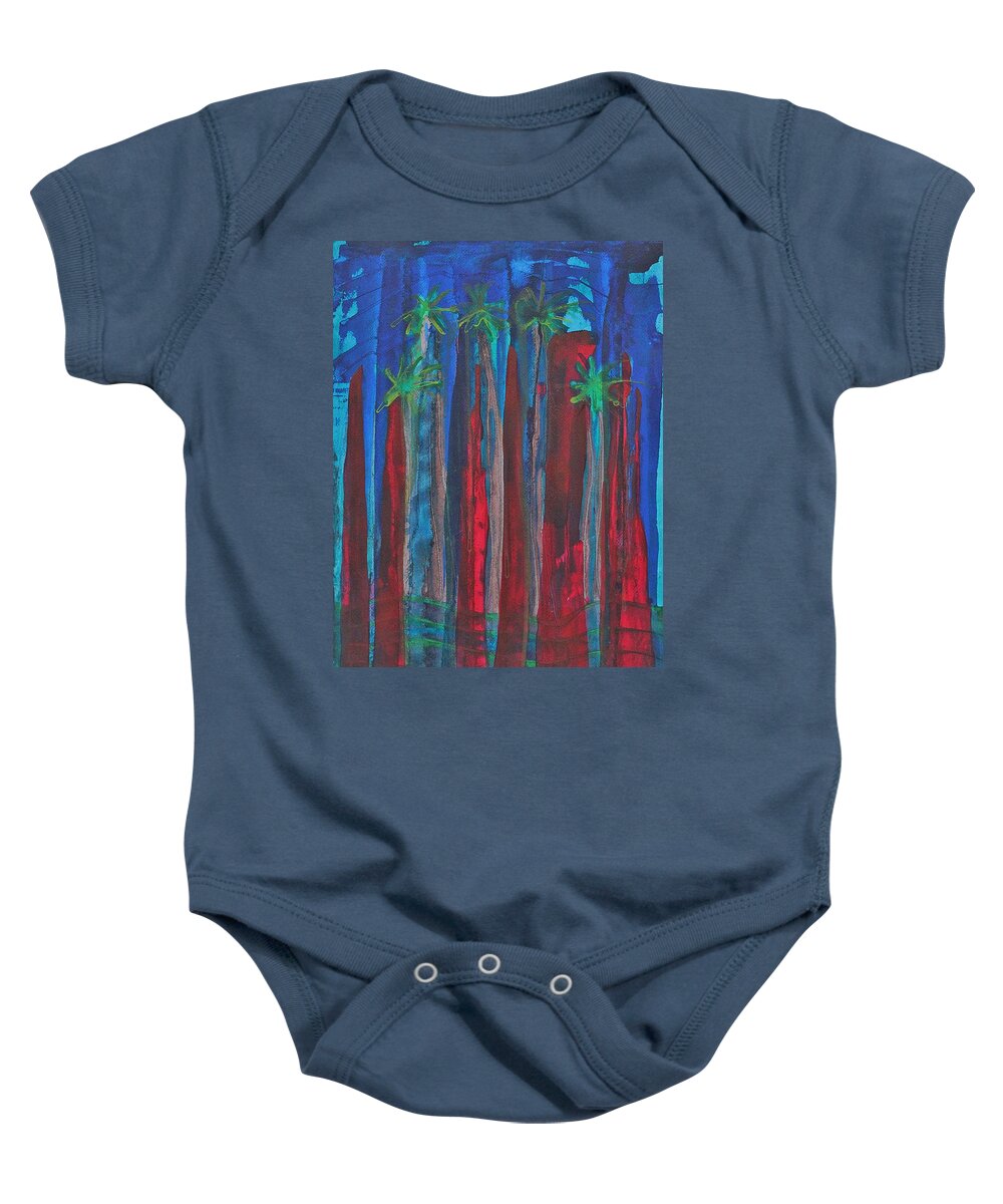 Palm Springs Baby Onesie featuring the painting Palm Springs Nocturne original painting by Sol Luckman