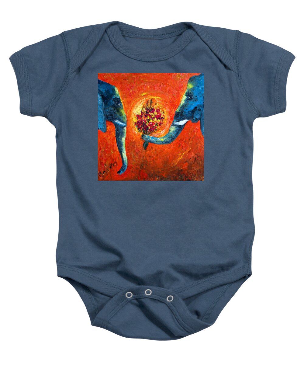 Elephant Baby Onesie featuring the painting Roni and Tal by Chiara Magni