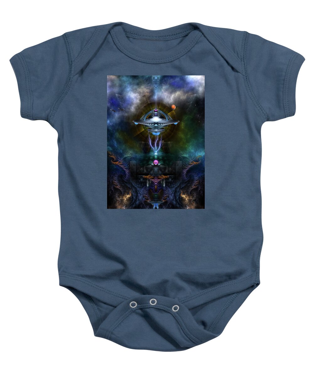 Space Station Baby Onesie featuring the digital art Space Station Ansarious by Rolando Burbon