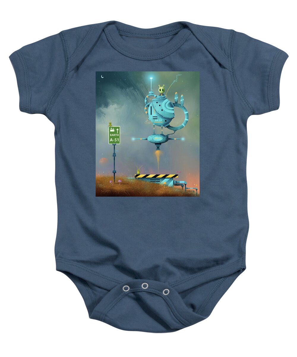 Area 51 Baby Onesie featuring the painting Storm Area 51, They Can't Stop All of Us by Joe Gilronan