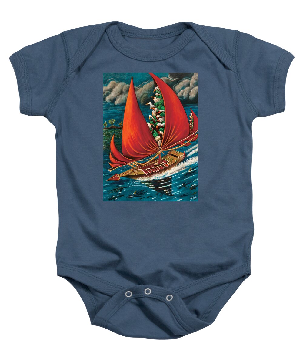 Boat Baby Onesie featuring the painting The Pulsation Station by Yom Tov Blumenthal