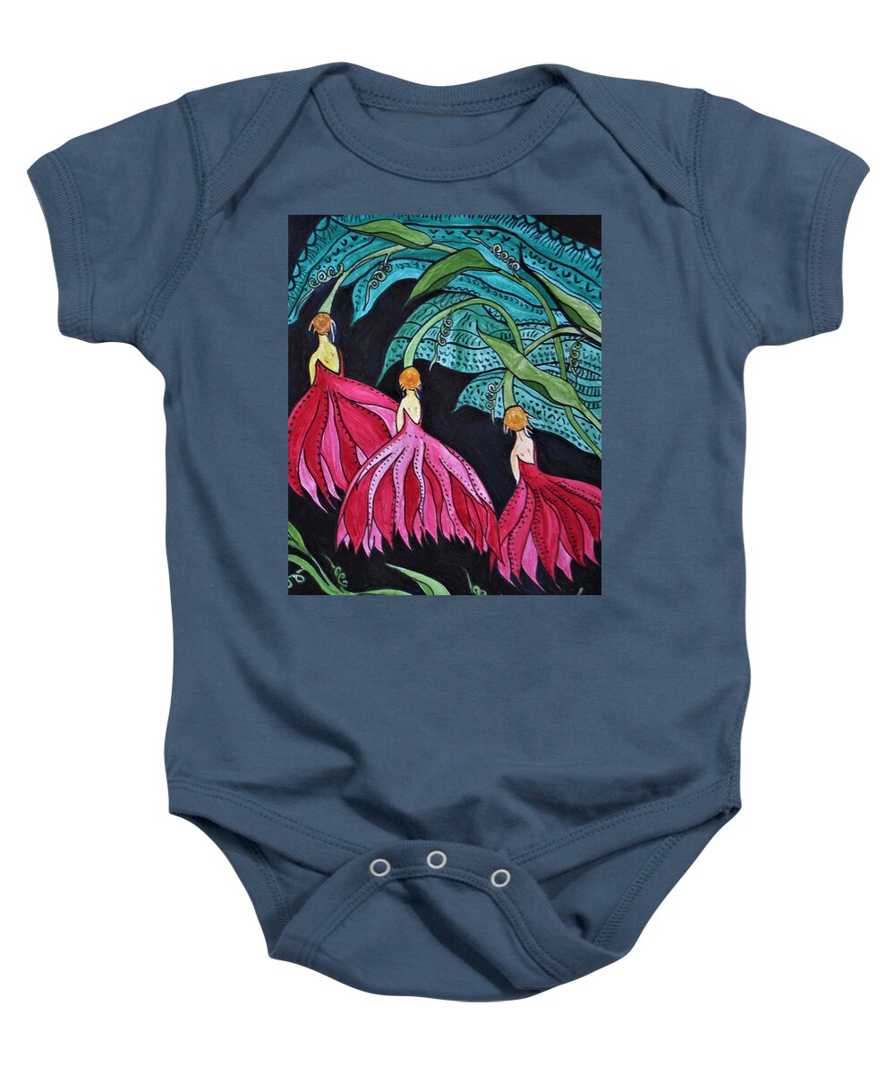 Painting Baby Onesie featuring the painting The Three Graces by Rosita Larsson
