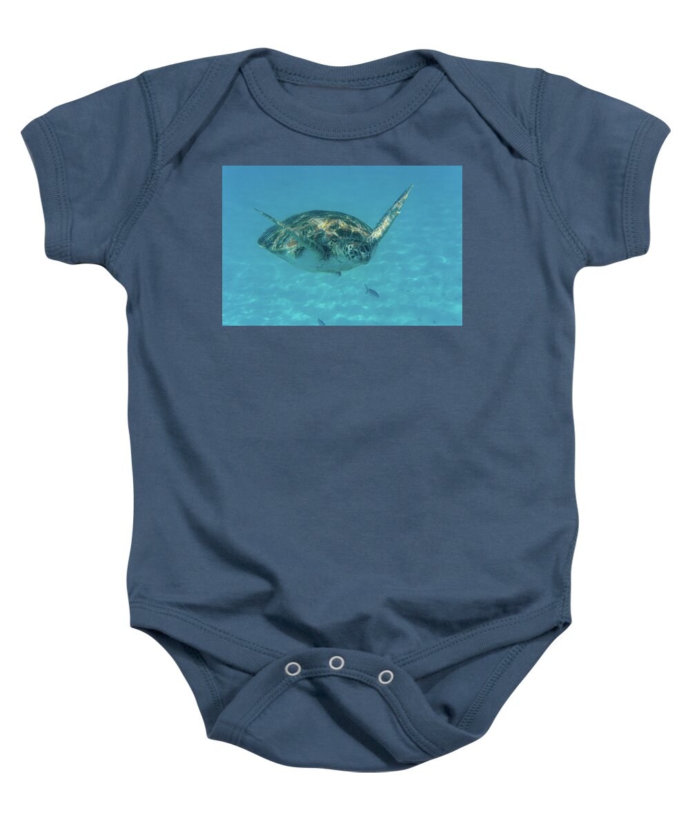 Turtle Baby Onesie featuring the photograph Turtle Approaching by Mark Hunter