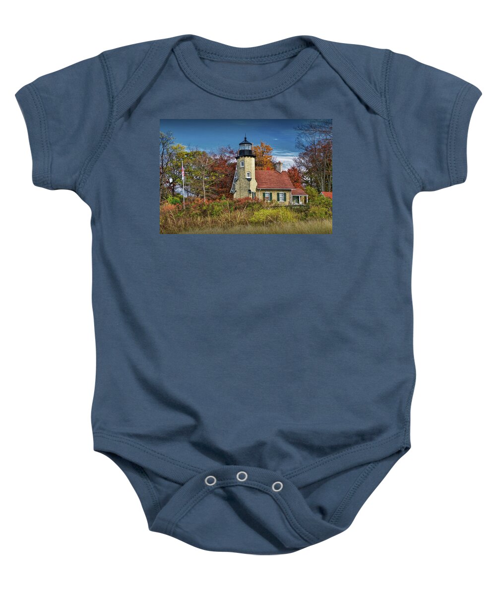 Art Baby Onesie featuring the photograph White River Light in Autumn by Whitehall Michigan by Randall Nyhof