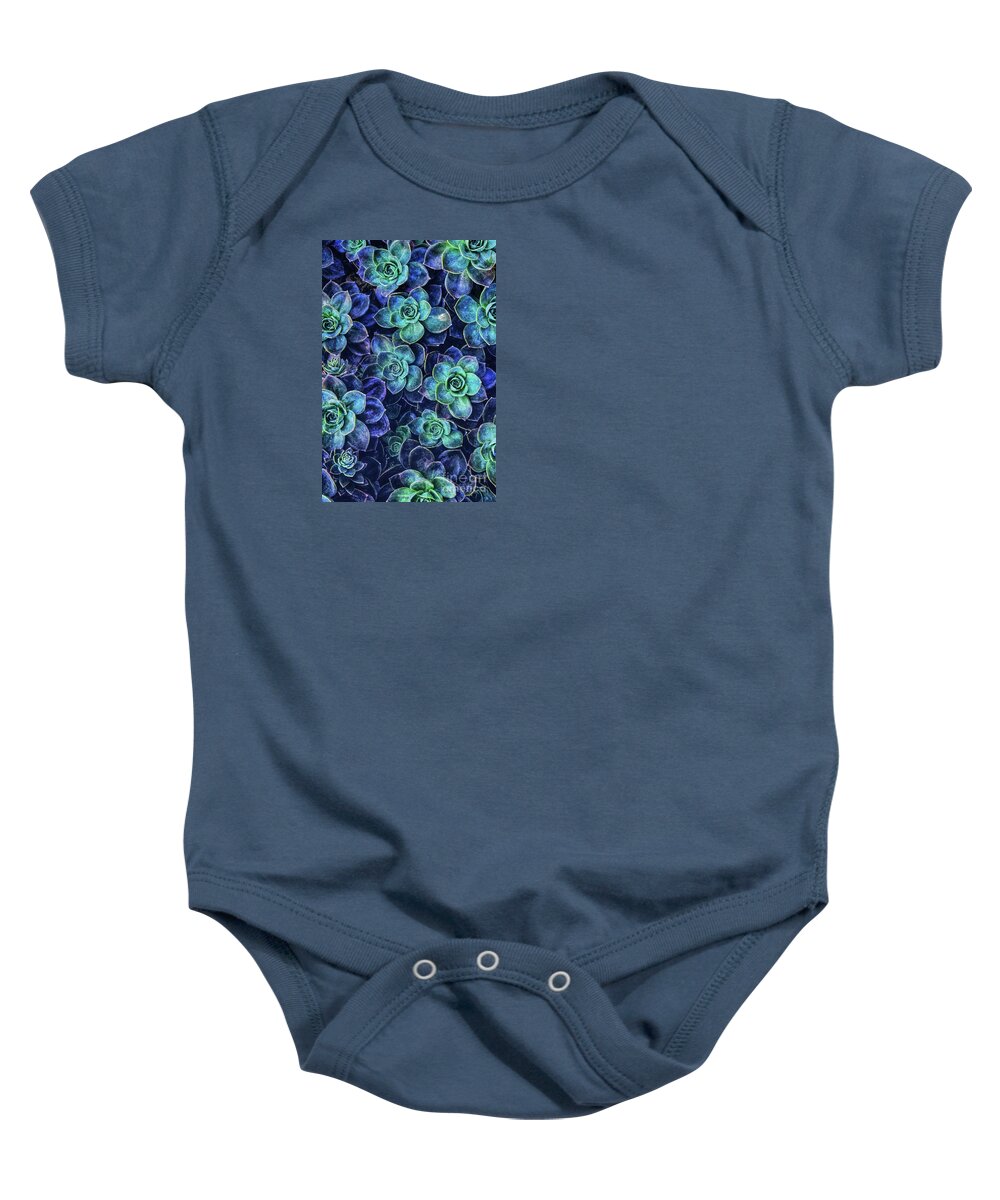 Blue Baby Onesie featuring the digital art Blue And Green Abstract Art by Phil Perkins