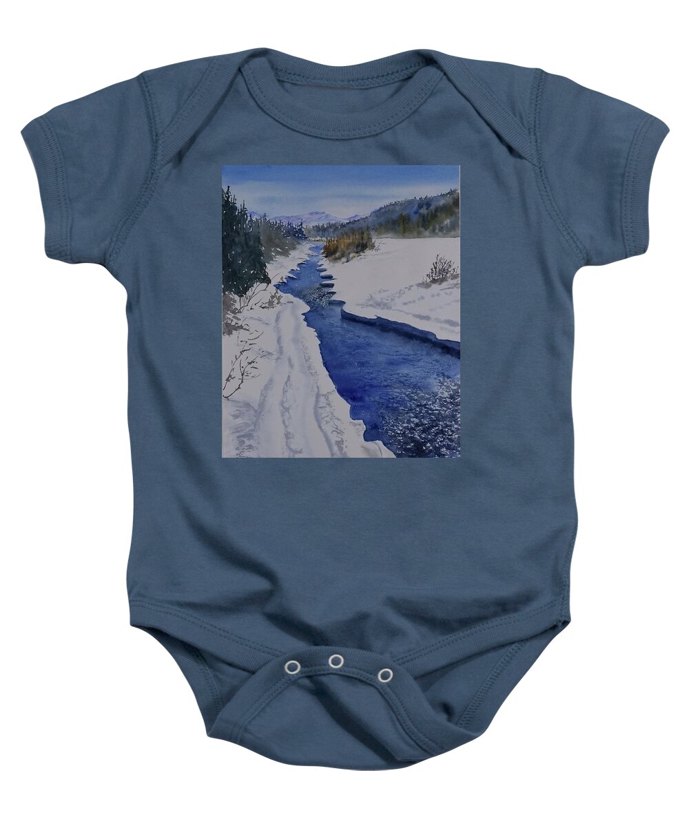 Landscape Baby Onesie featuring the painting May Day in Denali #1 by Deborah Horner