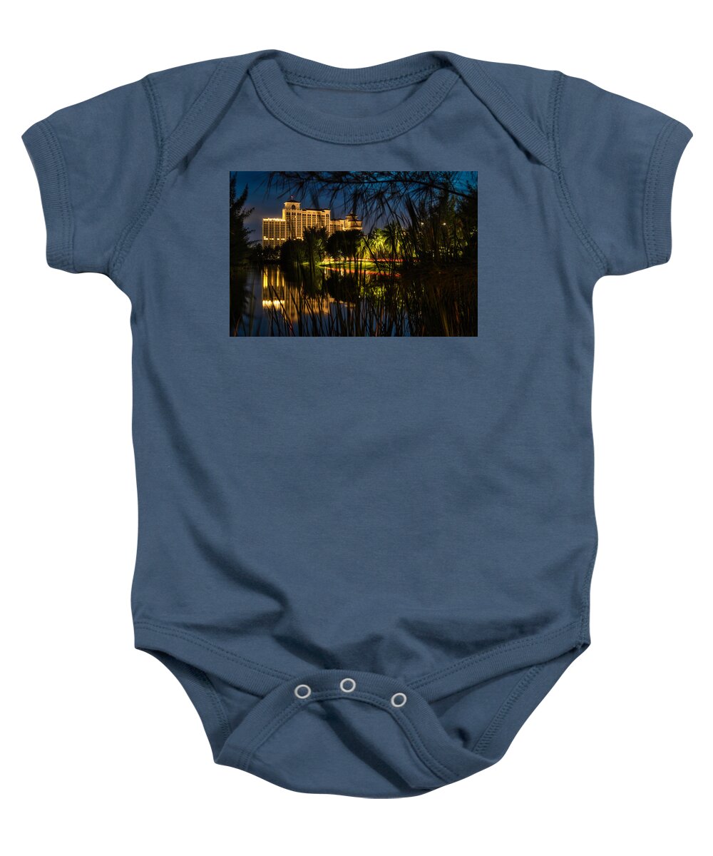 Cityscape Baby Onesie featuring the photograph Reflections at Baha Mar #1 by Montez Kerr