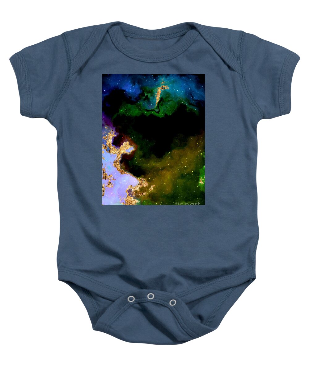 Holyrockarts Baby Onesie featuring the mixed media 100 Starry Nebulas in Space Abstract Digital Painting 035 by Holy Rock Design