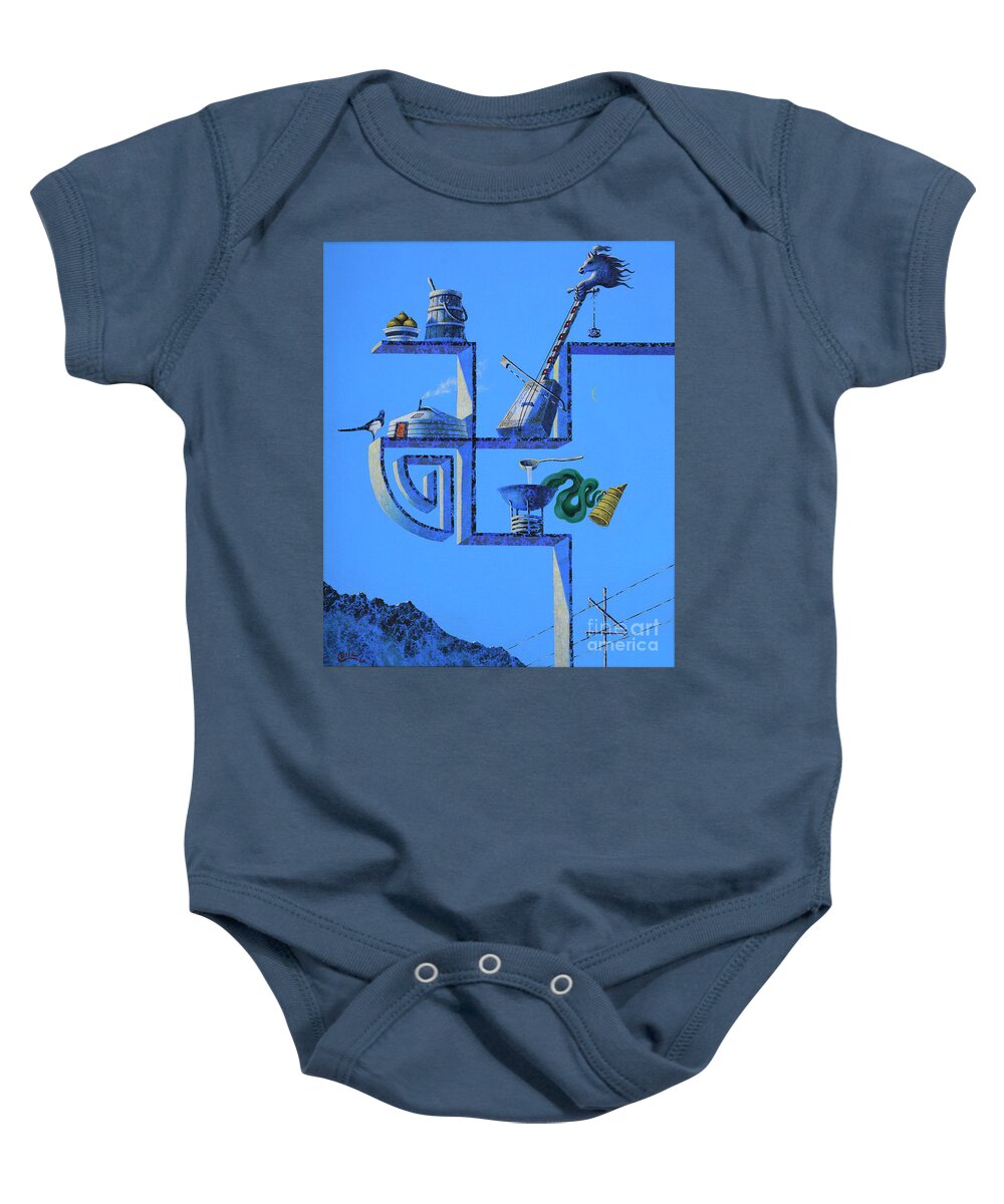 Oil On Canvas Baby Onesie featuring the painting Development by Oilan Janatkhaan