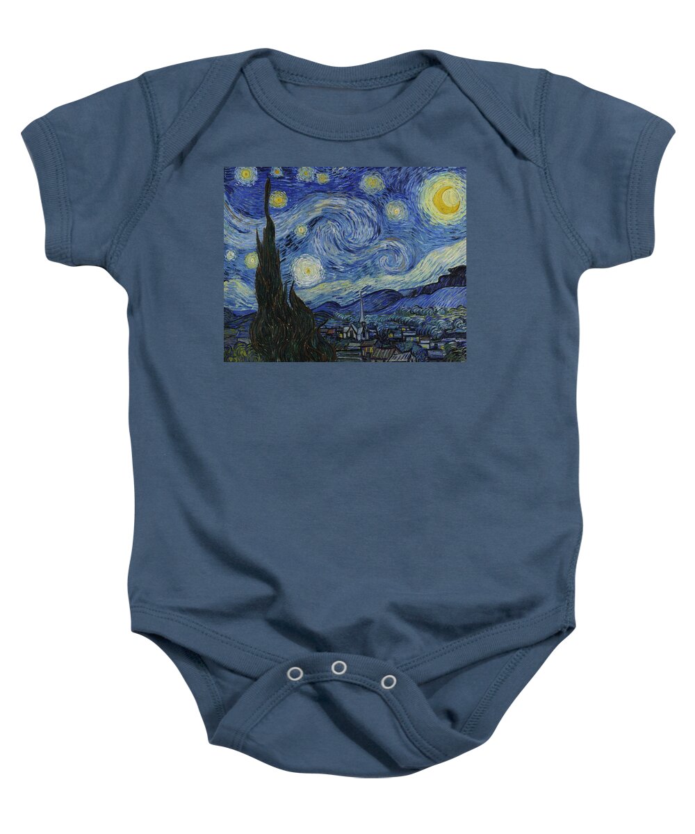 Starry Night Baby Onesie featuring the painting The Starry Night by Vincent Van Gogh