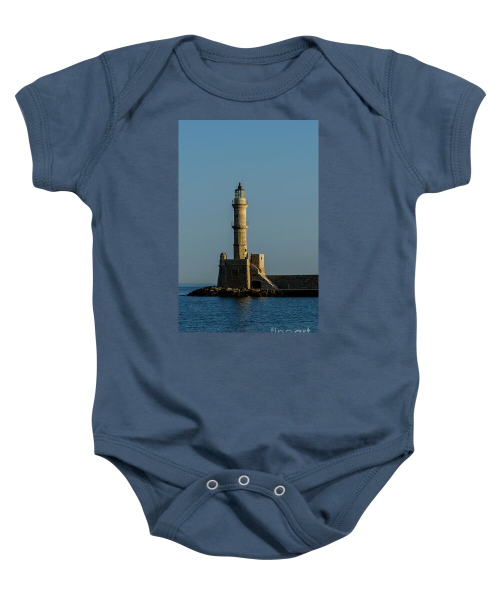 Chania Baby Onesie featuring the photograph Chania Lighthouse #5 by Patrick Nowotny
