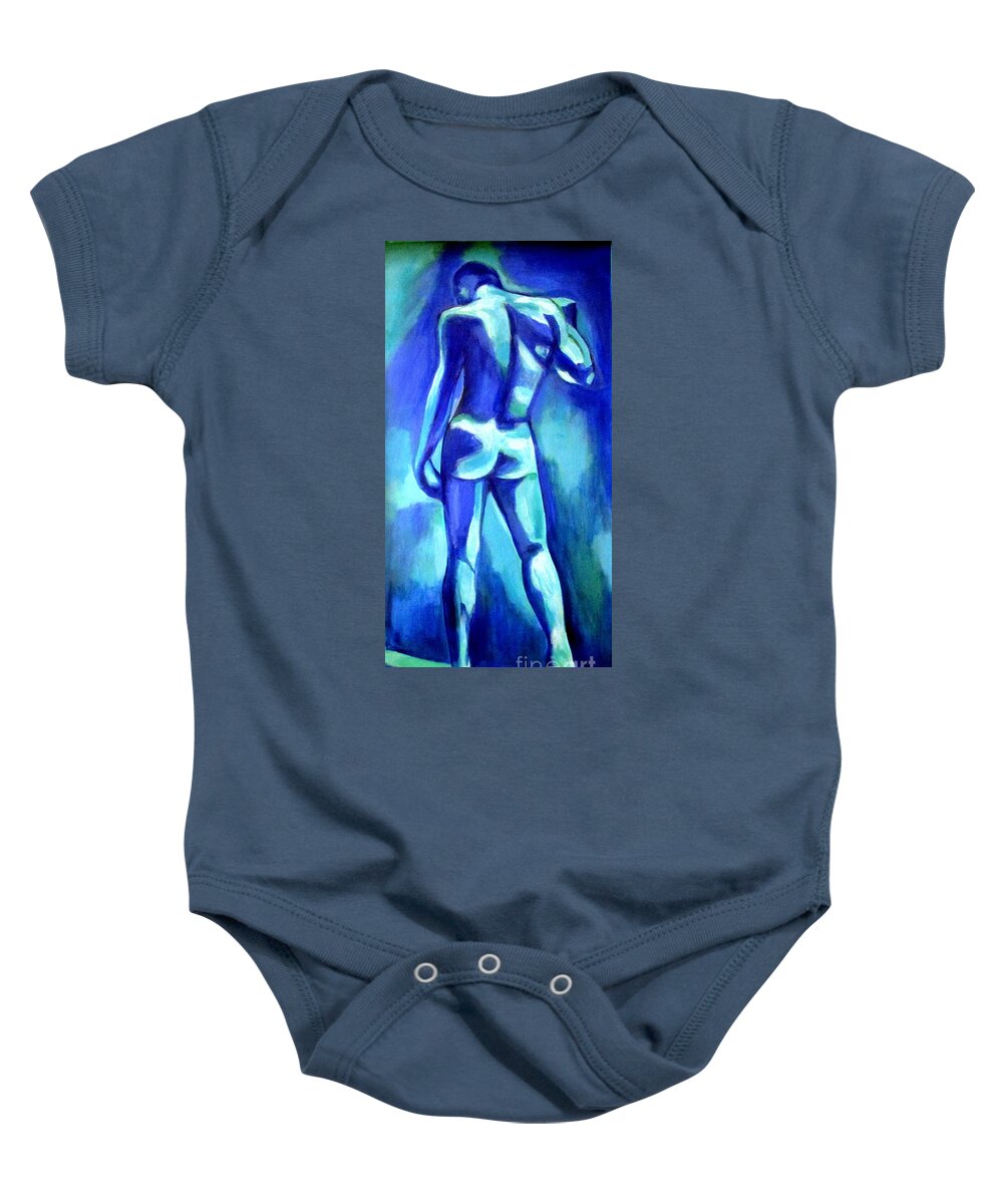 Male Figure Paintings Baby Onesie featuring the painting Blue and bright by Helena Wierzbicki