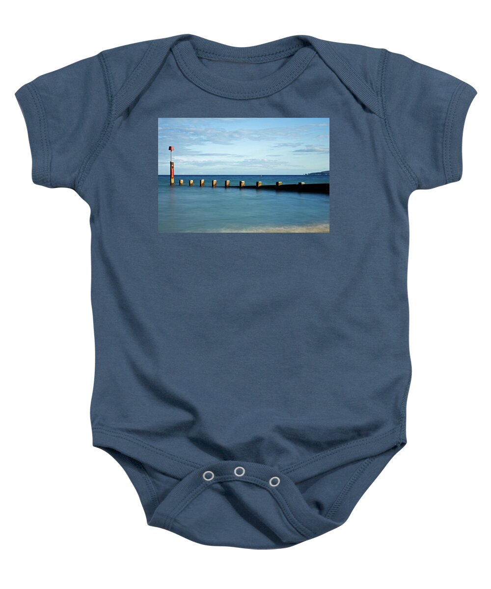 Bournemouth Baby Onesie featuring the photograph Bournemouth groyne by Ian Middleton