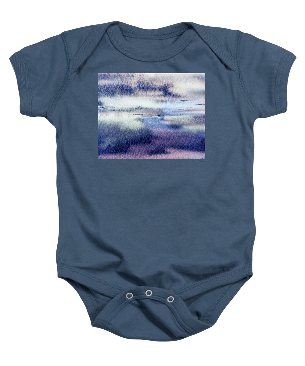 Calm Landscape Baby Onesie featuring the painting Calm Peaceful Meditative Quiet Evening On The Shore Abstract Landscape I by Irina Sztukowski