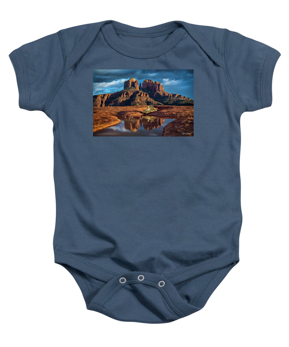 Cathedral-rock Baby Onesie featuring the photograph Cathedral Rock by Gary Johnson