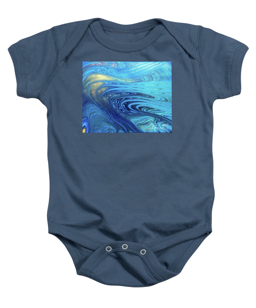 Abstract Baby Onesie featuring the painting Cosmic Flow by Lucy Arnold