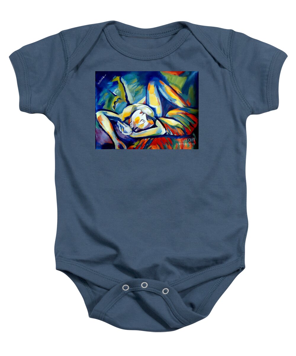 Nude Figures Baby Onesie featuring the painting Distressful by Helena Wierzbicki