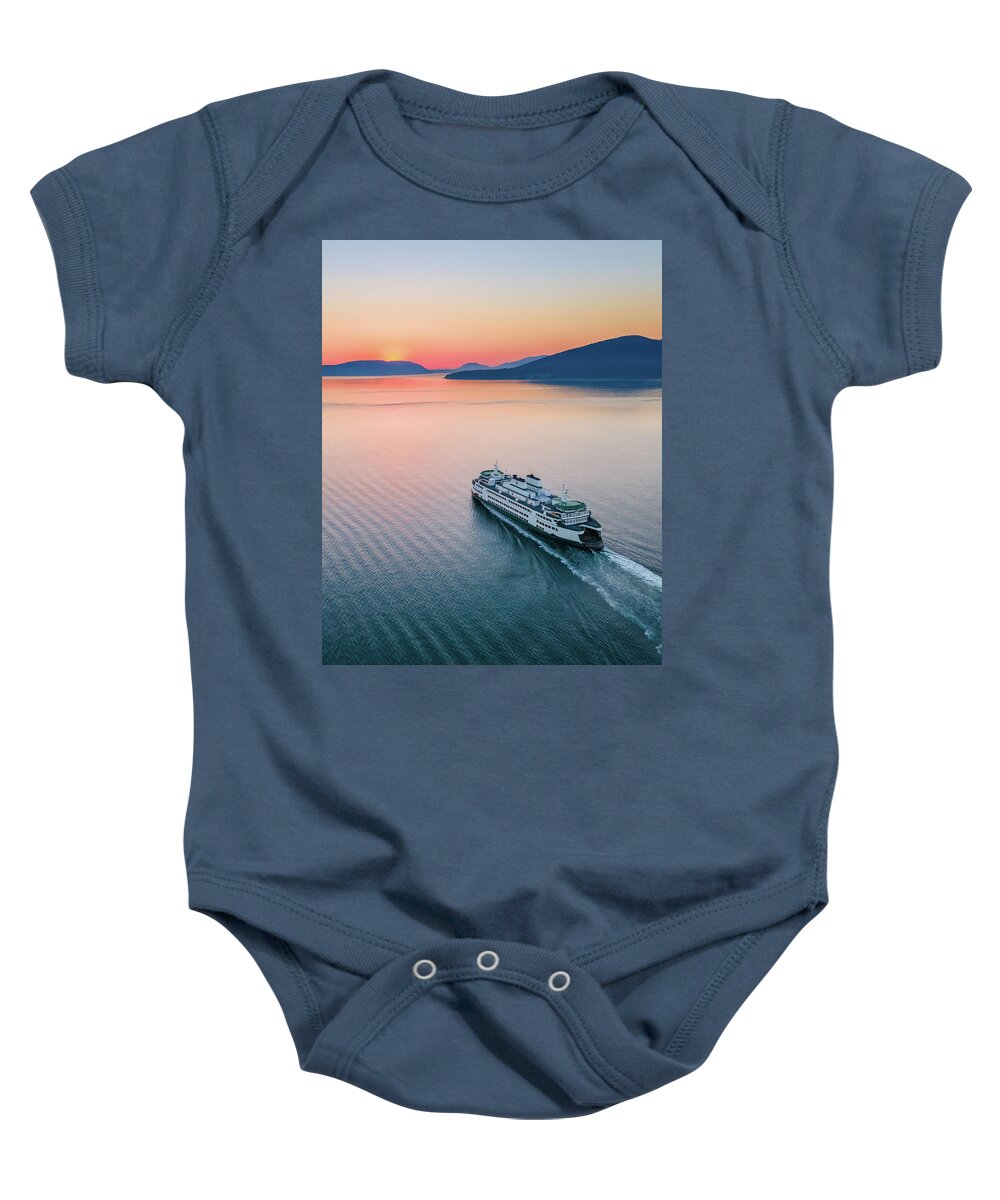 Sunset Baby Onesie featuring the photograph Ferry Sunset2 Vertical by Michael Rauwolf