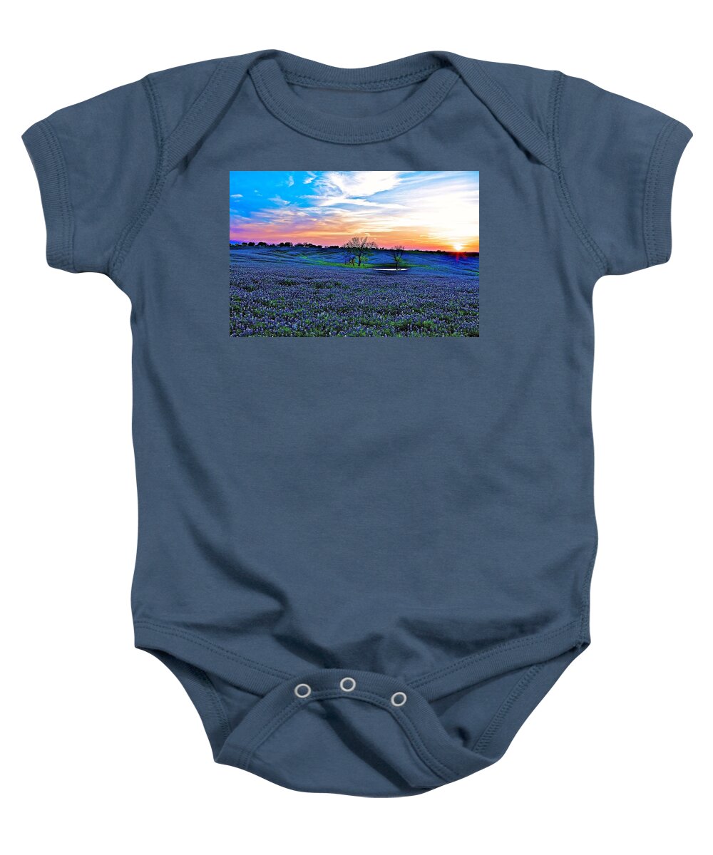 Texas Baby Onesie featuring the photograph Field Of Blue by John Babis