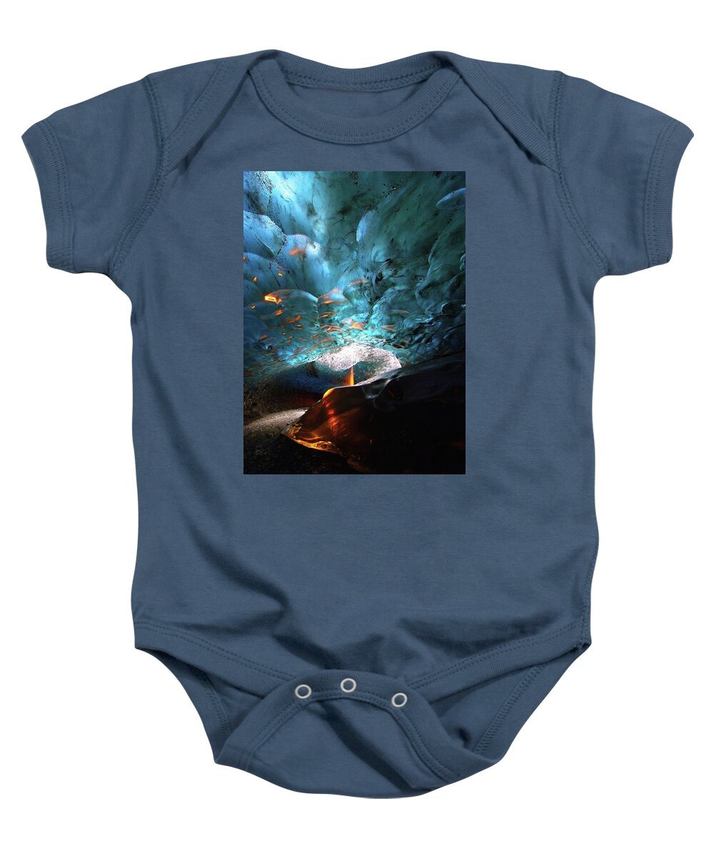 Iceland Baby Onesie featuring the photograph Fire in ice #1 by Christopher Mathews