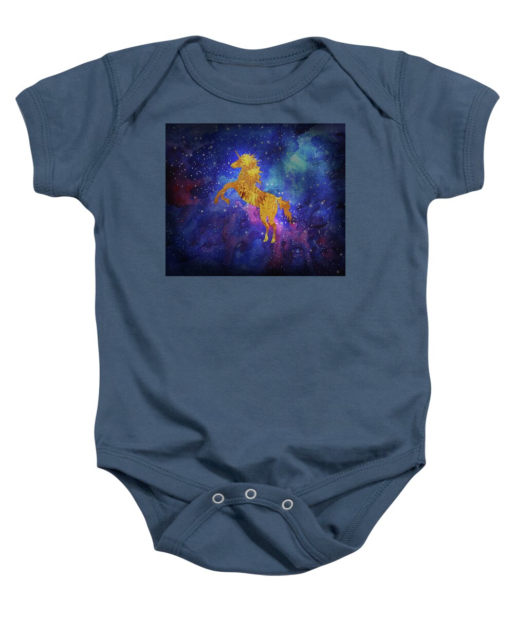 Pegasus Baby Onesie featuring the digital art Galaxy Unicorn by Sambel Pedes