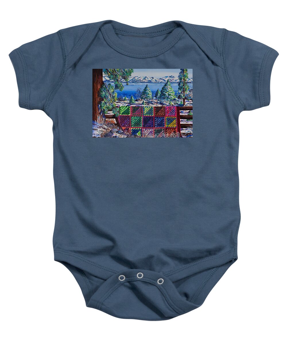 Quilt Baby Onesie featuring the painting Lake Tahoe Lady of the Lake by Diane Phalen