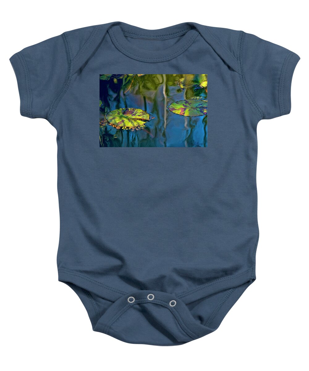 Reflection Baby Onesie featuring the digital art Lily Pads With Reflection by Cordia Murphy