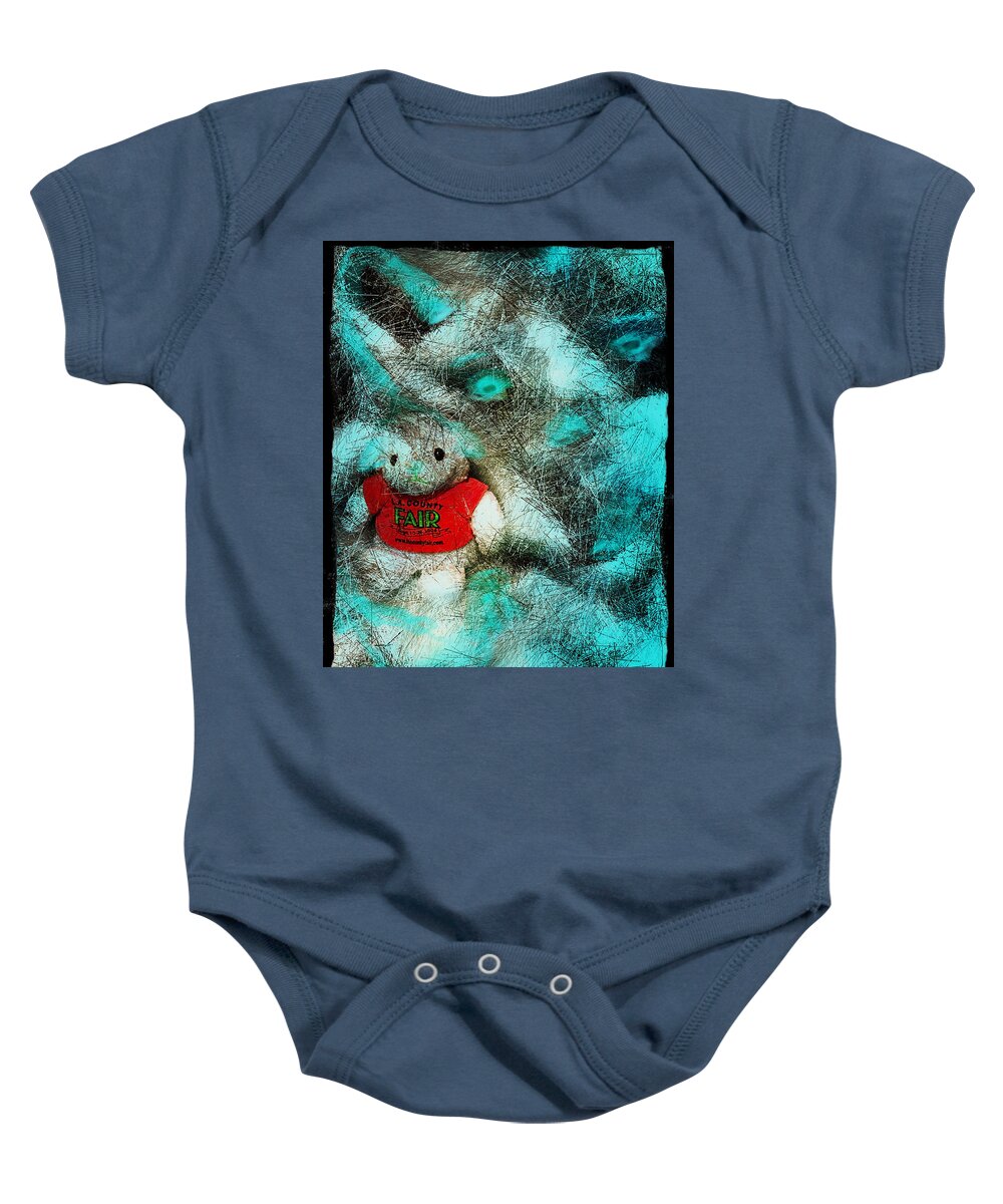 Bears Mama Baby Red Shirt La-fair Photograph Turquoise Black Grey Lines Fir Mixed-media Stuffed-animal Toy Coloring Iphone Ipad-air Software Macro Baby Onesie featuring the digital art Mama and Baby Bear Abstract by Kathleen Boyles