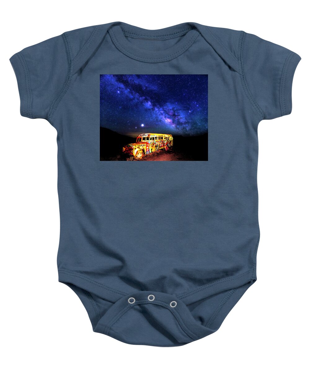 America Baby Onesie featuring the photograph Milky Way Over Mojave Graffiti Art 2 by James Sage