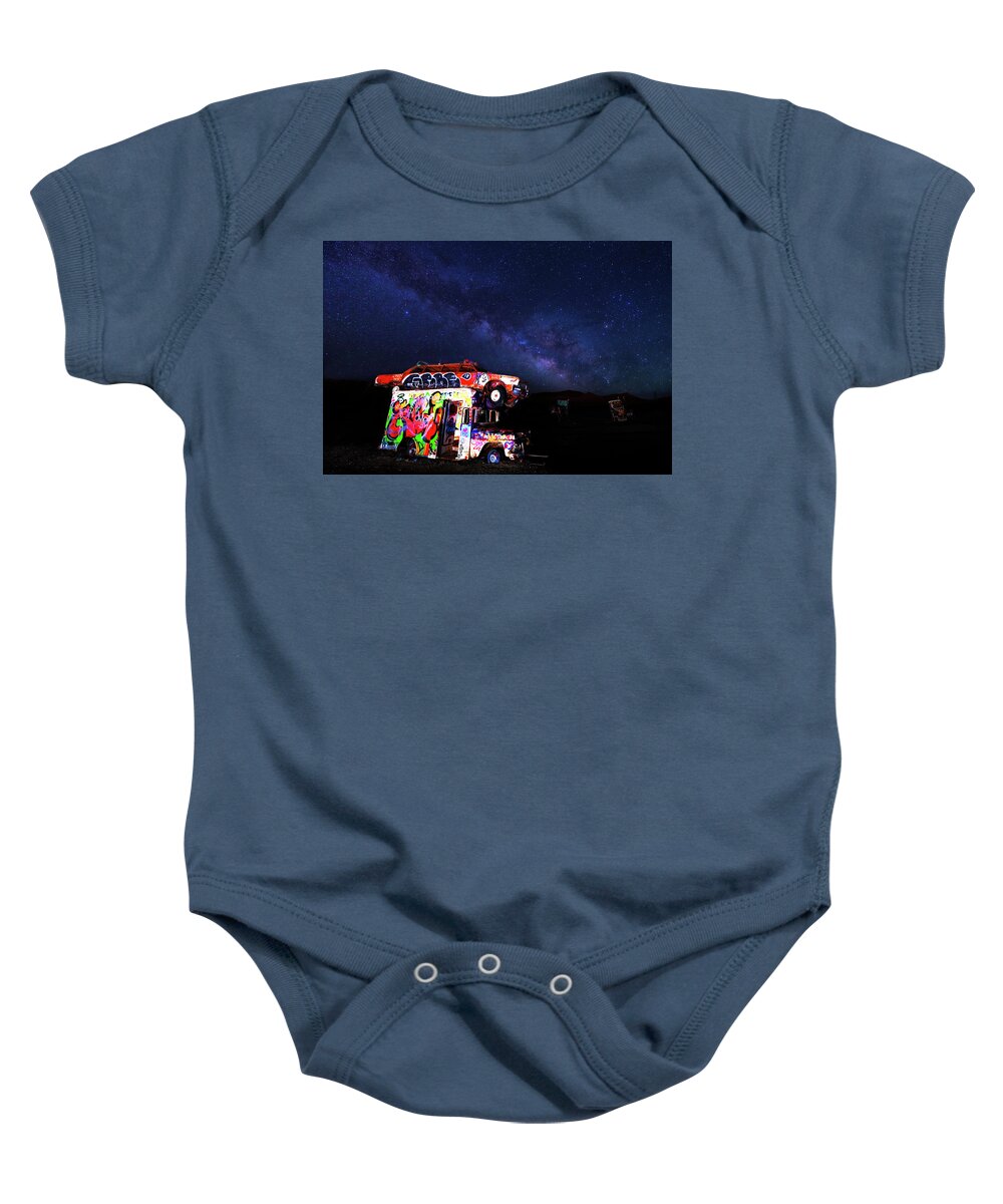 America Baby Onesie featuring the photograph Milky Way Over Mojave Graffiti Art 1 by James Sage