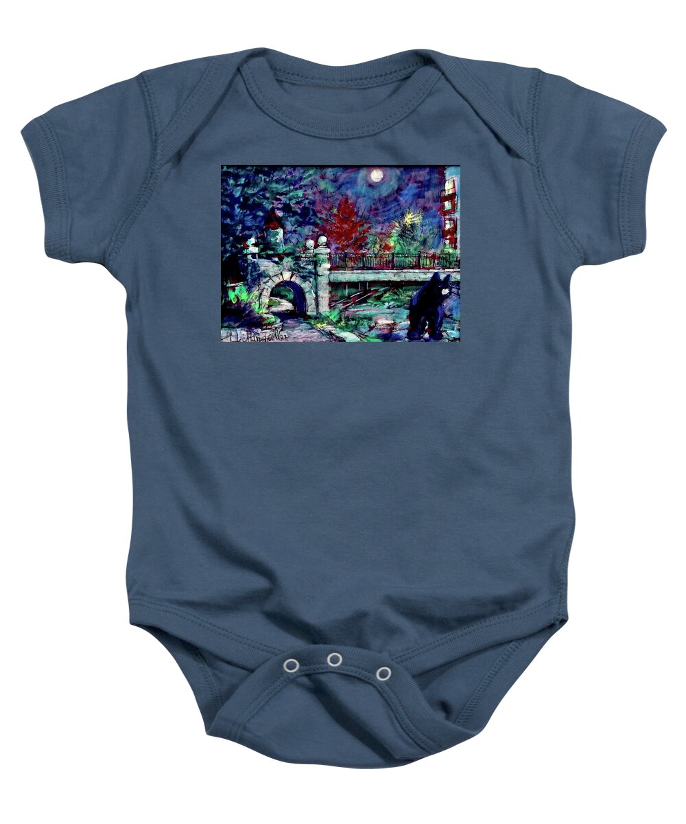 Painting Baby Onesie featuring the painting Night Bear by Les Leffingwell